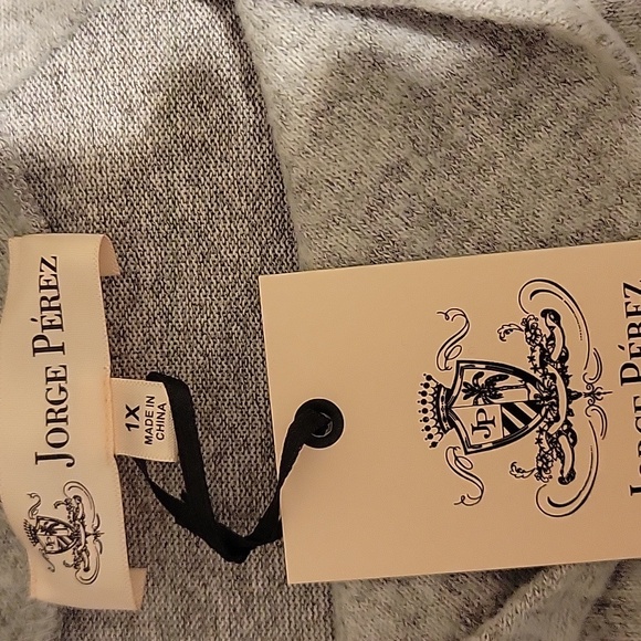 Jorge Perez Gray Mock Neck Asymmetric Zippered Bottom Long Sleeve Sweater - NWT - Picture 5 of 5